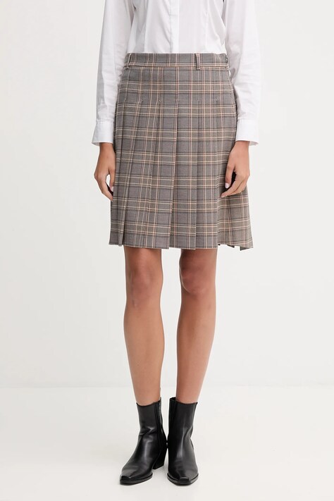 Φούστα Tommy Hilfiger χρώμα: καφέ, WW0WW46651
