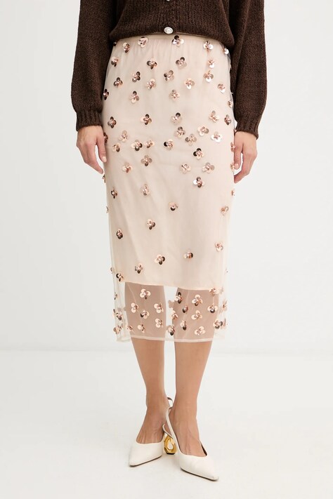 Forte Forte spódnica kolor beżowy midi prosta 14356.myskirt