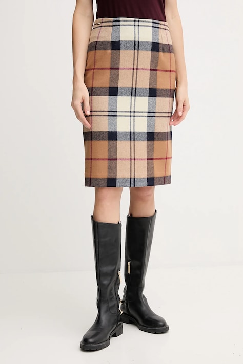 Vlněná sukně Barbour ROSA hnědá barva, midi, LSK0064