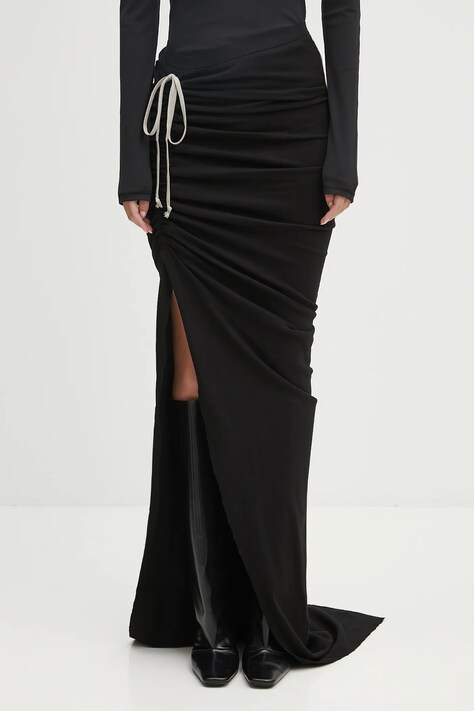 Rick Owens DRKSHDW spódnica bawełniana Soft Edfu Long kolor czarny maxi prosta DS02E7337.JDB