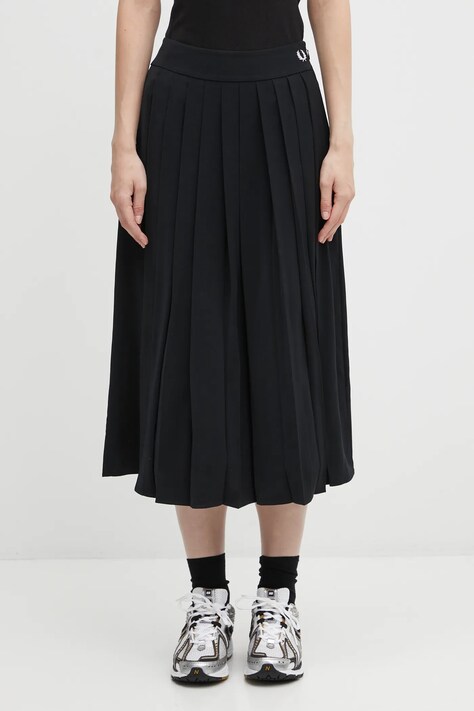Fred Perry spódnica kolor czarny midi rozkloszowana E1106