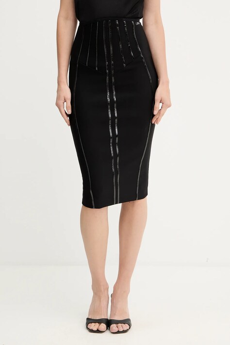 Elisabetta Franchi fustă culoarea negru, midi, creion, GO12457E2