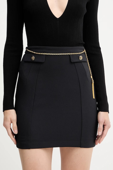Sukňa Elisabetta Franchi čierna farba, mini, rovný strih, GO14857E2