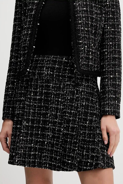 Vlněná sukně HUGO černá barva, mini, áčková, 50550948