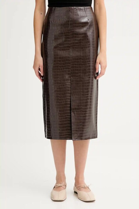 ISABELLE BLANCHE fustă culoarea maro, midi, drept, IS25FW-G028-T006