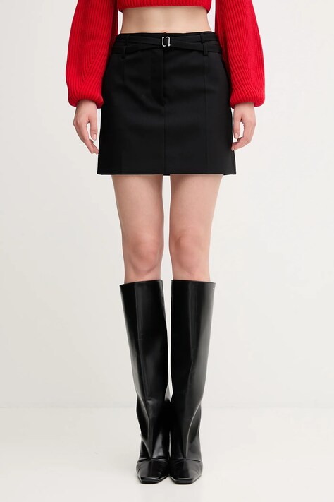 Sportmax spódnica wełniana FIFY kolor czarny mini rozkloszowana 2522106071600