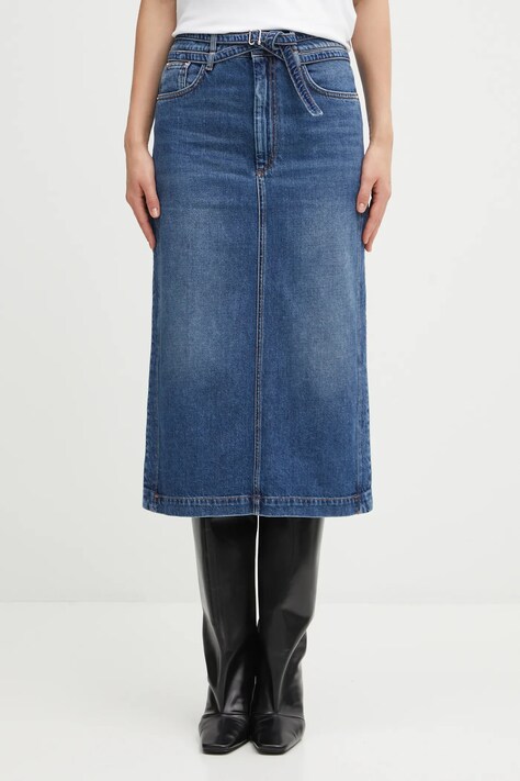 Sportmax spódnica jeansowa BIBLIOS kolor niebieski midi prosta 2522106215600