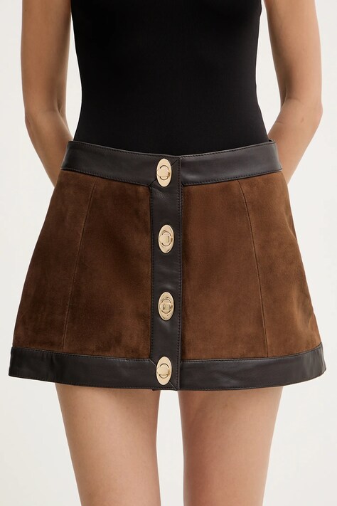 Retrofete spódnica zamszowa Lisbeth kolor brązowy mini prosta R-FW25-12094-16