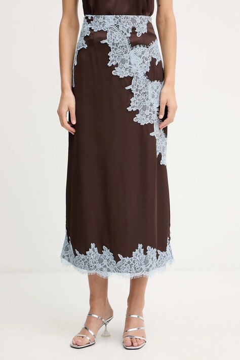 Never Fully Dressed spódnica kolor brązowy maxi rozkloszowana NFDSK708