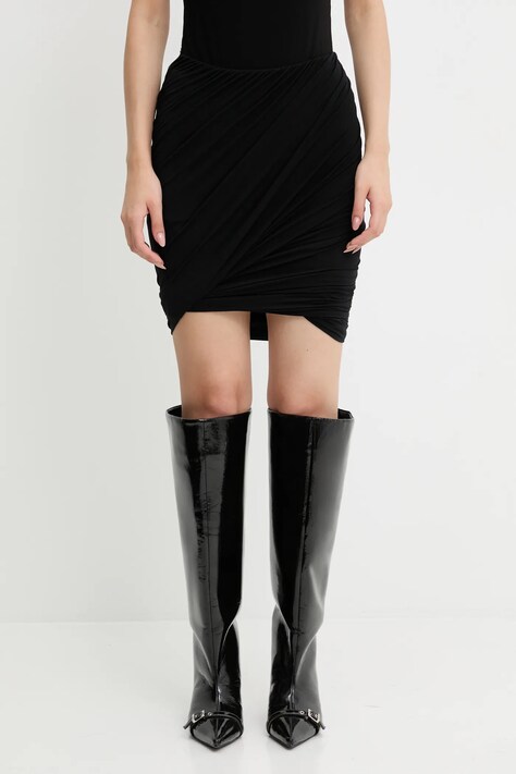 Kašmírová sukně Rick Owens Lilies Luna černá barva, mini, pouzdrová, LI02E3309.JBWS