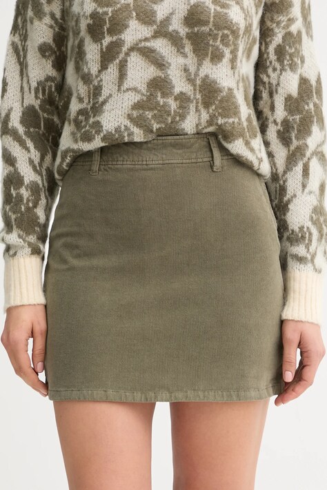 United Colors of Benetton spódnica sztruksowa kolor zielony mini prosta 41ULD005B