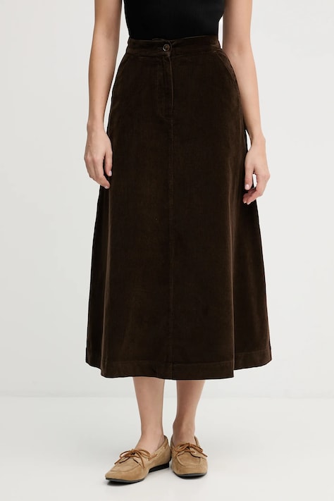 Βαμβακερή φούστα United Colors of Benetton χρώμα: καφέ, 494BD0058
