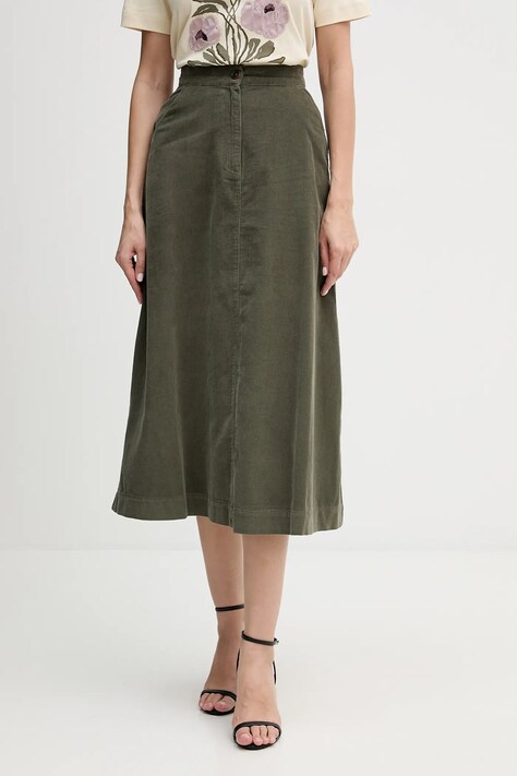 United Colors of Benetton spódnica bawełniana kolor zielony midi rozkloszowana 494BD0058