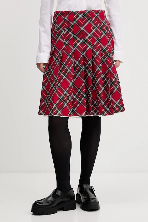 Tommy Jeans spódnica kolor czerwony mini rozkloszowana DW0DW22488