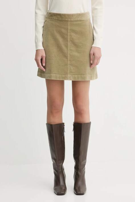 Marc O'Polo spódnica sztruksowa kolor zielony mini rozkloszowana 5000007099