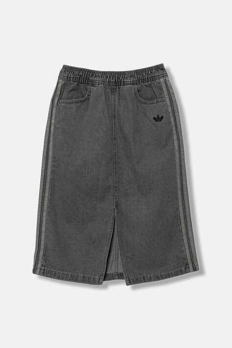 adidas Originals spódnica jeansowa dziecięca kolor szary midi prosta JY3561