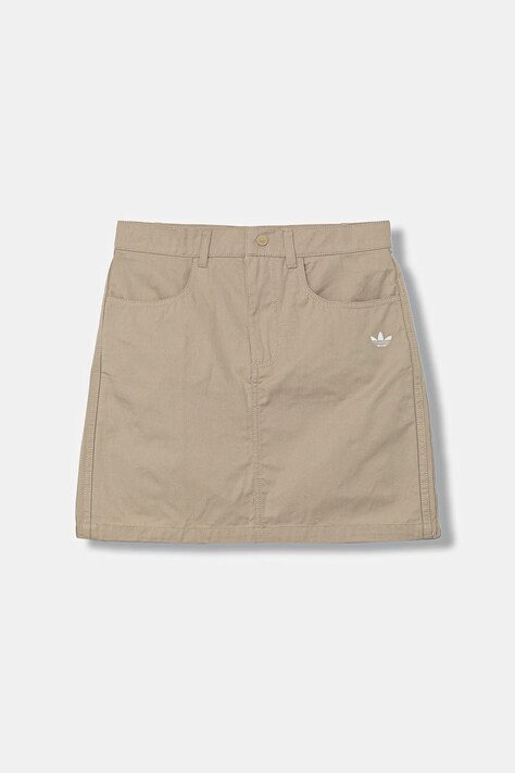 adidas Originals spódnica bawełniana dziecięca kolor beżowy mini prosta JY2747