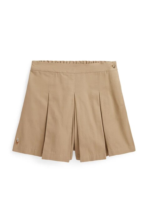 Dječje pamučna haljina Polo Ralph Lauren boja: bež, mini, širi se prema dolje, 313978266002