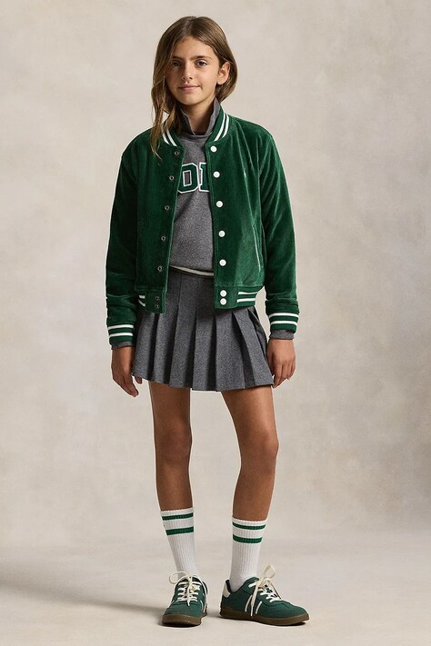 Παιδική βαμβακερή φούστα Polo Ralph Lauren χρώμα: γκρι, 313979023002