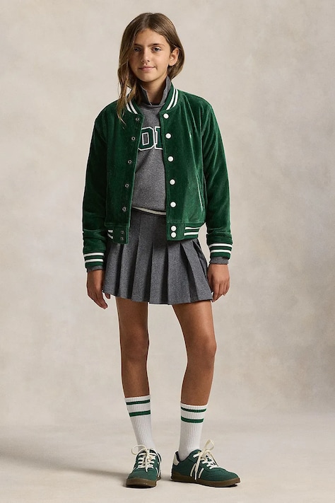 Дитяча бавовняна спідниця Polo Ralph Lauren колір сірий mini розкльошена 313979023002