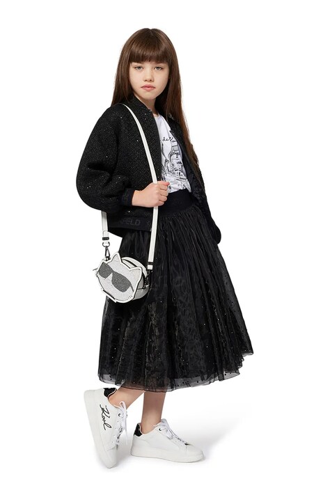 Karl Lagerfeld spódnica dziecięca kolor czarny mini rozkloszowana Z30586