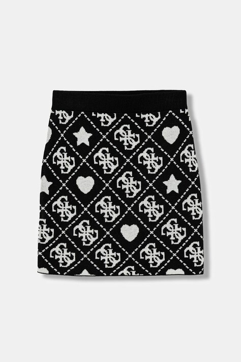 Guess spódnica z domieszką wełny dziecięca kolor czarny mini prosta J5BD02 Z3K10