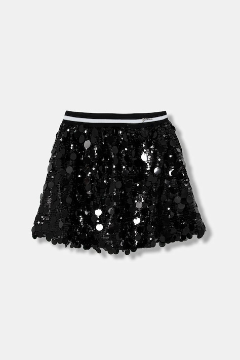 Dievčenská sukňa Guess čierna farba, mini, áčkový strih, J5BD04 K1220