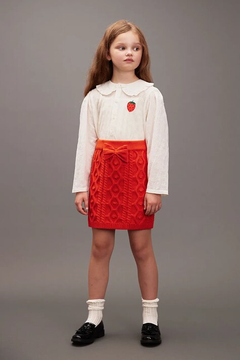 Mini Rodini spódnica bawełniana dziecięca kolor czerwony mini prosta 25730104