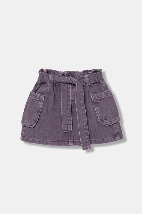 Детская джинсовая юбка United Colors of Benetton цвет фиолетовый mini расклешённая 481SG0017