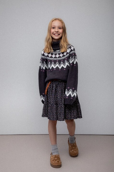 Παιδική φούστα Coccodrillo χρώμα: γκρι, WINTER COSY GRIL JUNIOR