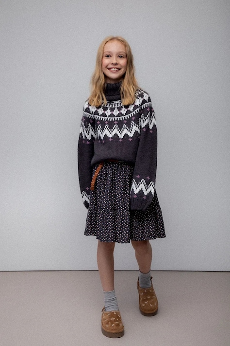 Παιδική φούστα Coccodrillo χρώμα: γκρι, WINTER COSY GRIL JUNIOR