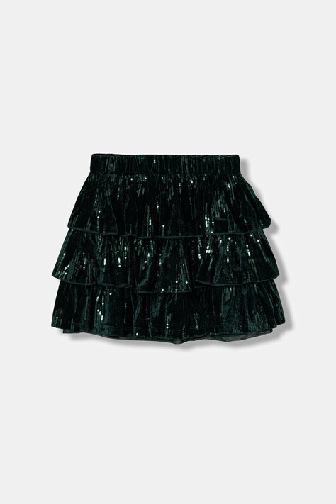 United Colors of Benetton spódnica dziecięca kolor zielony mini rozkloszowana 4OZGC002M