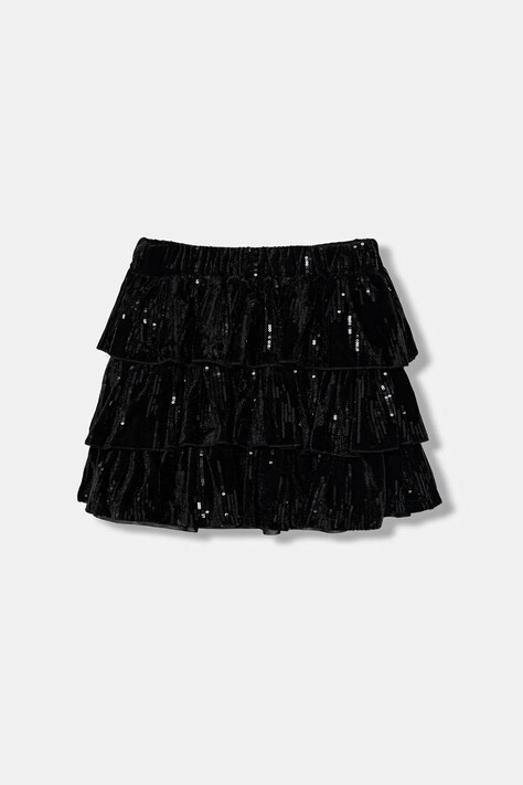 United Colors of Benetton spódnica dziecięca kolor czarny mini rozkloszowana 4OZGC002M