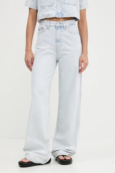 Tommy Jeans jeansy damskie kolor niebieski DW0DW21378