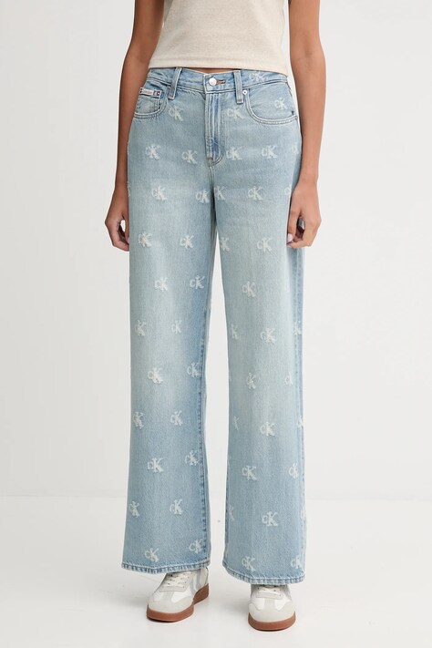 Calvin Klein Jeans jeansy damskie kolor niebieski LV047C785G
