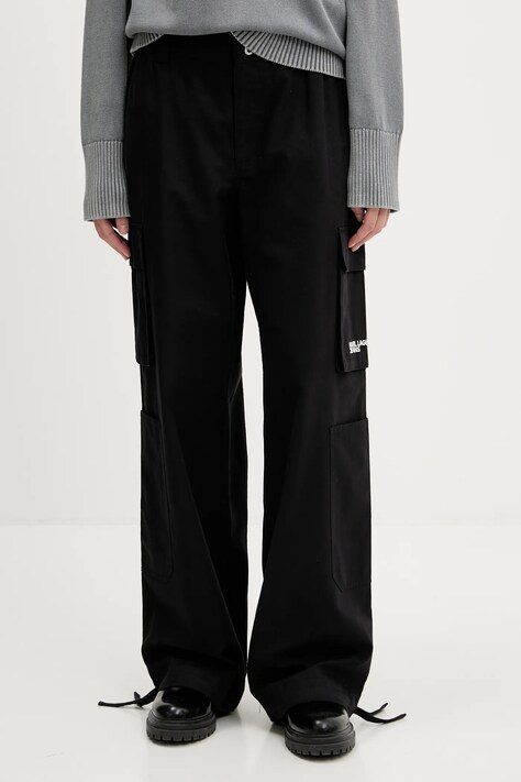 Брюки Karl Lagerfeld Jeans цвет чёрный широкие высокая посадка A3W10081
