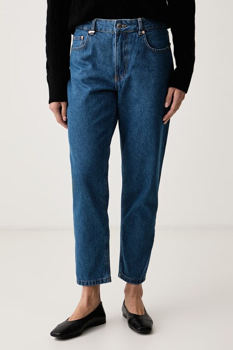 United Colors of Benetton Jeansy mom fit damskie granatowe 4OHWDF02Z