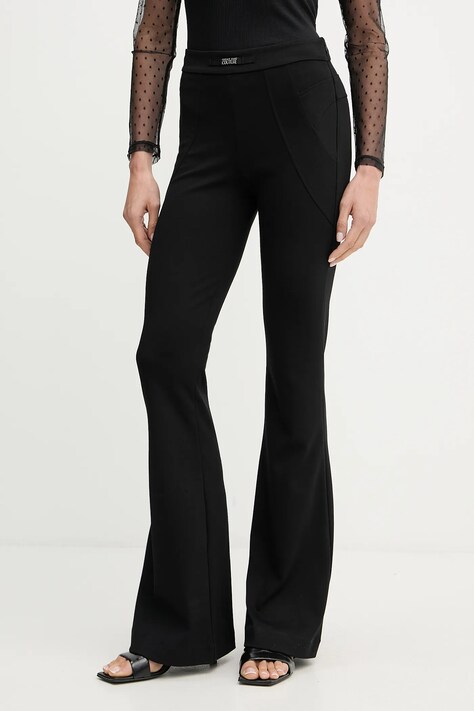 Панталон Versace Jeans Couture в черно с разкроени краища, с висока талия 79HAA105 J0092