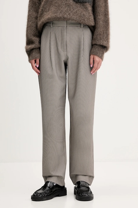 Abercrombie & Fitch pantaloni culoarea maro, drept, high waist, KI156-5414-407