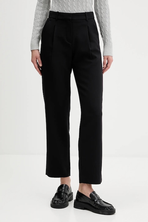 Abercrombie & Fitch pantaloni culoarea negru, drept, high waist, KI156-5521-900