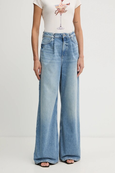 Guess jeansy damskie kolor niebieski W5BA3T D0742