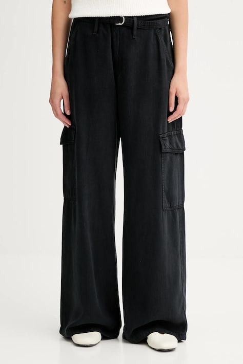 Kalhoty Levi's BAGGY DAD CARGO dámské, černá barva, široké, high waist, 003IN