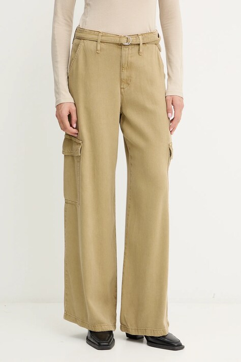 Levi's spodnie BAGGY DAD CARGO damskie kolor zielony szerokie medium waist 003IN.0005