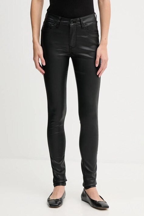 Pepe Jeans spodnie damskie kolor czarny dopasowane high waist PL20472889OA
