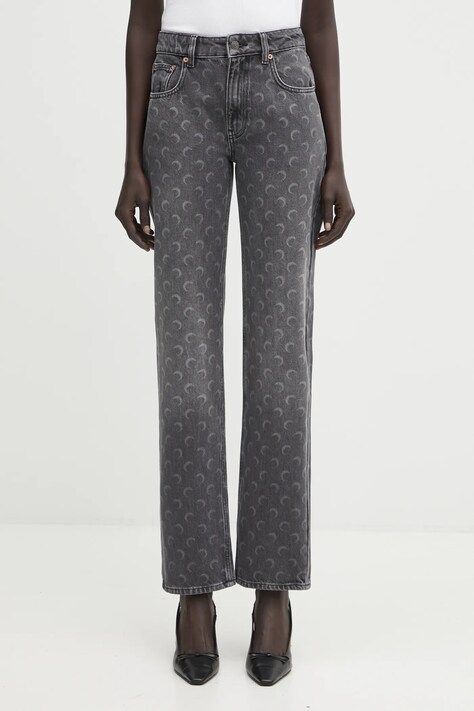 Marine Serre jeansy Moon Laser Grey Wash Denim Straight damskie high waist WPA128BCDEN0006