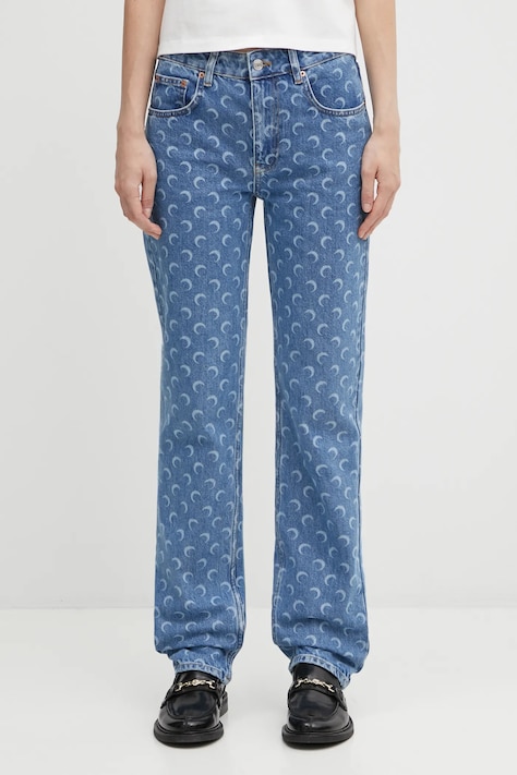 Rifle Marine Serre Moon Laser Denim Straight stredne vysoký pás, WPA128BCDEN0002