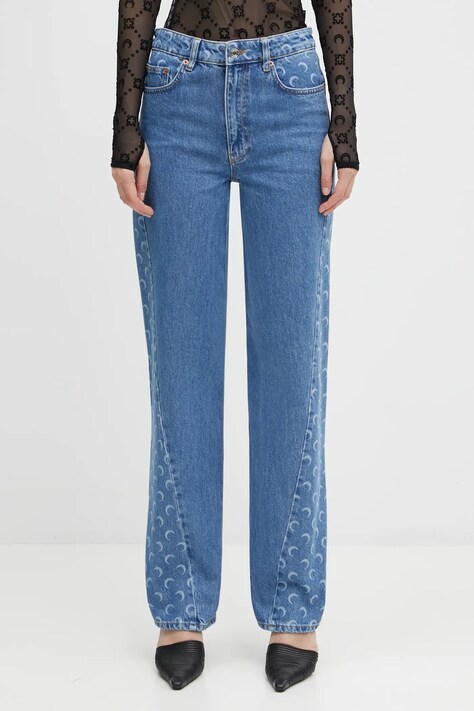 Marine Serre jeansy Moon Laser Denim Baggy damskie high waist WPA169ACDEN0002