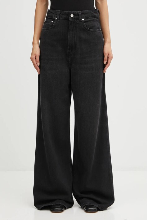 GANNI jeansy Soft Rigid Denim Baggy damskie kolor czarny J1853