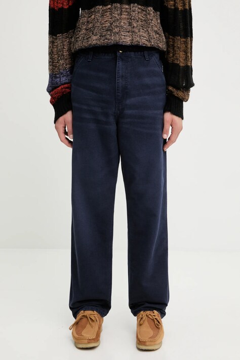 Carhartt WIP spodnie bawełniane Simple Pant męskie kolor granatowy proste I035643.1C4O