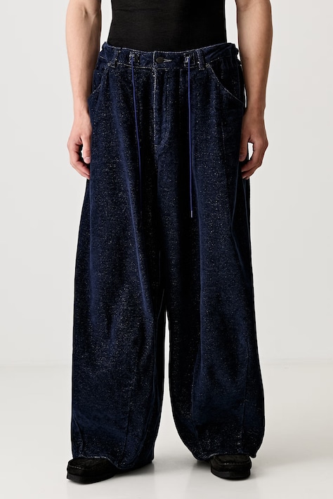 Needles H.D. Jean nohavice zamatové pánske tmavomodré regular waist RW225